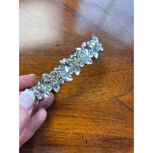 Bridal Jewelry Set Rhinestone Silver Necklace‎ Bracelet Hair Comb Wedding - Picture 4 of 5